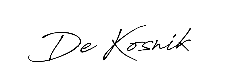 Make a beautiful signature design for name De Kosnik. With this signature (Antro_Vectra_Bolder) style, you can create a handwritten signature for free. De Kosnik signature style 7 images and pictures png