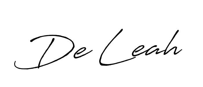 How to make De Leah name signature. Use Antro_Vectra_Bolder style for creating short signs online. This is the latest handwritten sign. De Leah signature style 7 images and pictures png