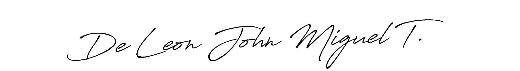 Use a signature maker to create a handwritten signature online. With this signature software, you can design (Antro_Vectra_Bolder) your own signature for name De Leon John Miguel T.. De Leon John Miguel T. signature style 7 images and pictures png