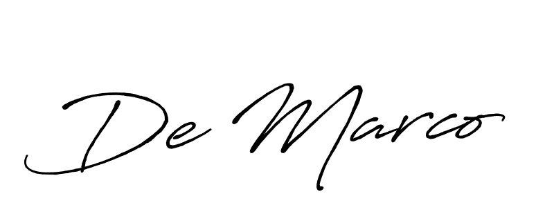 The best way (Antro_Vectra_Bolder) to make a short signature is to pick only two or three words in your name. The name De Marco include a total of six letters. For converting this name. De Marco signature style 7 images and pictures png