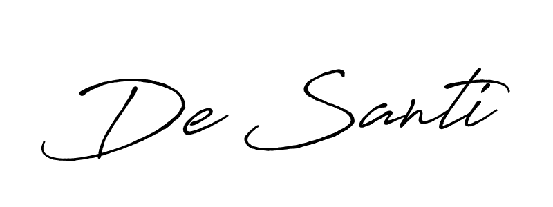 Use a signature maker to create a handwritten signature online. With this signature software, you can design (Antro_Vectra_Bolder) your own signature for name De Santi. De Santi signature style 7 images and pictures png