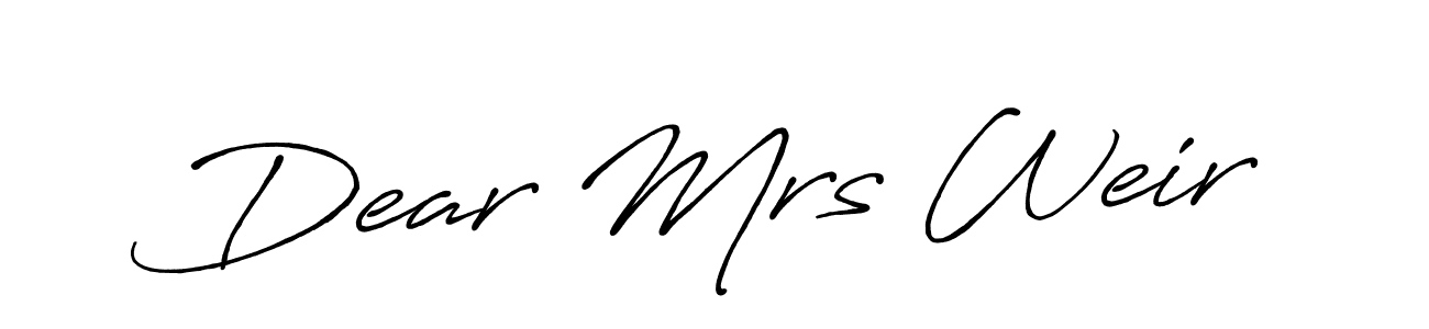 Similarly Antro_Vectra_Bolder is the best handwritten signature design. Signature creator online .You can use it as an online autograph creator for name Dear Mrs Weir. Dear Mrs Weir signature style 7 images and pictures png