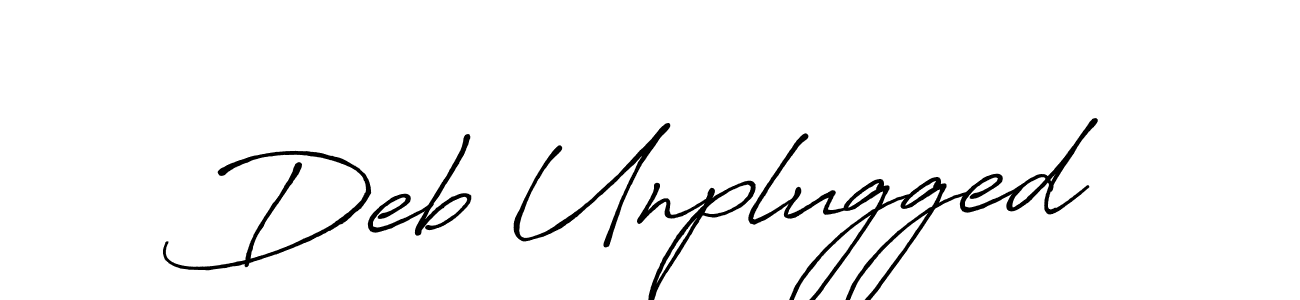 The best way (Antro_Vectra_Bolder) to make a short signature is to pick only two or three words in your name. The name Deb Unplugged include a total of six letters. For converting this name. Deb Unplugged signature style 7 images and pictures png