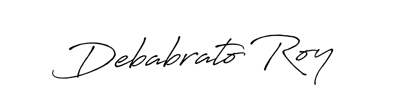 How to make Debabrato Roy name signature. Use Antro_Vectra_Bolder style for creating short signs online. This is the latest handwritten sign. Debabrato Roy signature style 7 images and pictures png