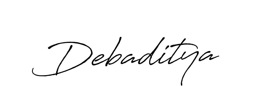 Create a beautiful signature design for name Debaditya. With this signature (Antro_Vectra_Bolder) fonts, you can make a handwritten signature for free. Debaditya signature style 7 images and pictures png