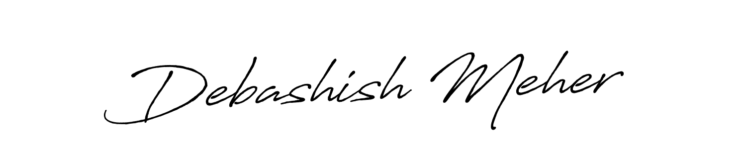 How to make Debashish Meher name signature. Use Antro_Vectra_Bolder style for creating short signs online. This is the latest handwritten sign. Debashish Meher signature style 7 images and pictures png