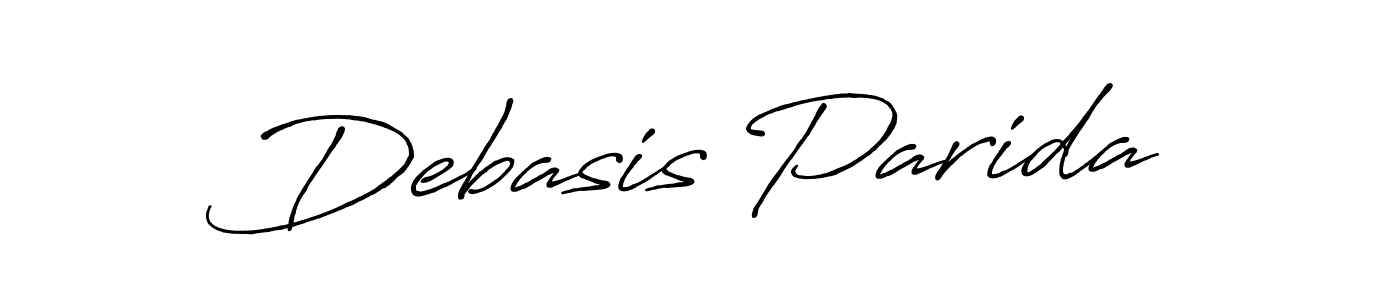 How to make Debasis Parida name signature. Use Antro_Vectra_Bolder style for creating short signs online. This is the latest handwritten sign. Debasis Parida signature style 7 images and pictures png