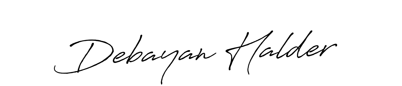 Create a beautiful signature design for name Debayan Halder. With this signature (Antro_Vectra_Bolder) fonts, you can make a handwritten signature for free. Debayan Halder signature style 7 images and pictures png