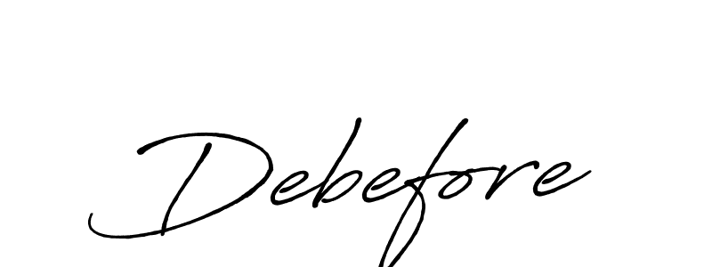 How to make Debefore name signature. Use Antro_Vectra_Bolder style for creating short signs online. This is the latest handwritten sign. Debefore signature style 7 images and pictures png