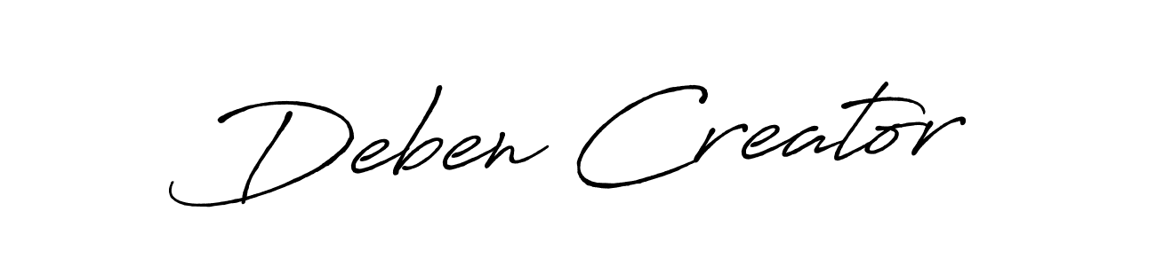 Use a signature maker to create a handwritten signature online. With this signature software, you can design (Antro_Vectra_Bolder) your own signature for name Deben Creator. Deben Creator signature style 7 images and pictures png