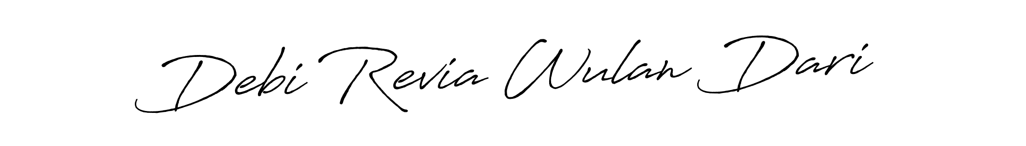 Make a beautiful signature design for name Debi Revia Wulan Dari. With this signature (Antro_Vectra_Bolder) style, you can create a handwritten signature for free. Debi Revia Wulan Dari signature style 7 images and pictures png