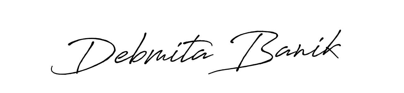 Debmita Banik stylish signature style. Best Handwritten Sign (Antro_Vectra_Bolder) for my name. Handwritten Signature Collection Ideas for my name Debmita Banik. Debmita Banik signature style 7 images and pictures png