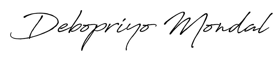 How to make Debopriyo Mondal signature? Antro_Vectra_Bolder is a professional autograph style. Create handwritten signature for Debopriyo Mondal name. Debopriyo Mondal signature style 7 images and pictures png
