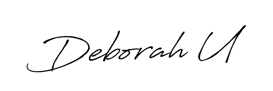 Use a signature maker to create a handwritten signature online. With this signature software, you can design (Antro_Vectra_Bolder) your own signature for name Deborah U. Deborah U signature style 7 images and pictures png