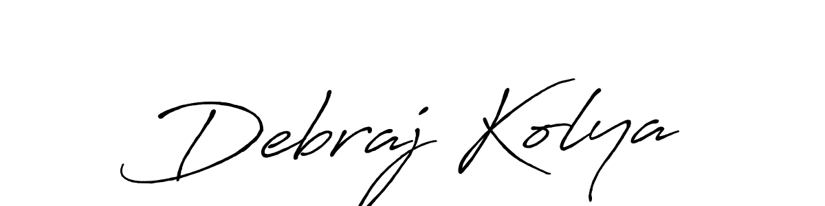 The best way (Antro_Vectra_Bolder) to make a short signature is to pick only two or three words in your name. The name Debraj Kolya include a total of six letters. For converting this name. Debraj Kolya signature style 7 images and pictures png