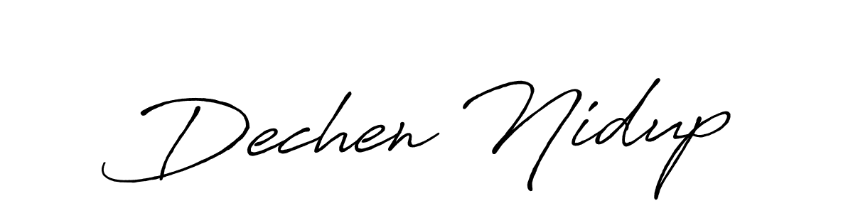 How to make Dechen Nidup name signature. Use Antro_Vectra_Bolder style for creating short signs online. This is the latest handwritten sign. Dechen Nidup signature style 7 images and pictures png