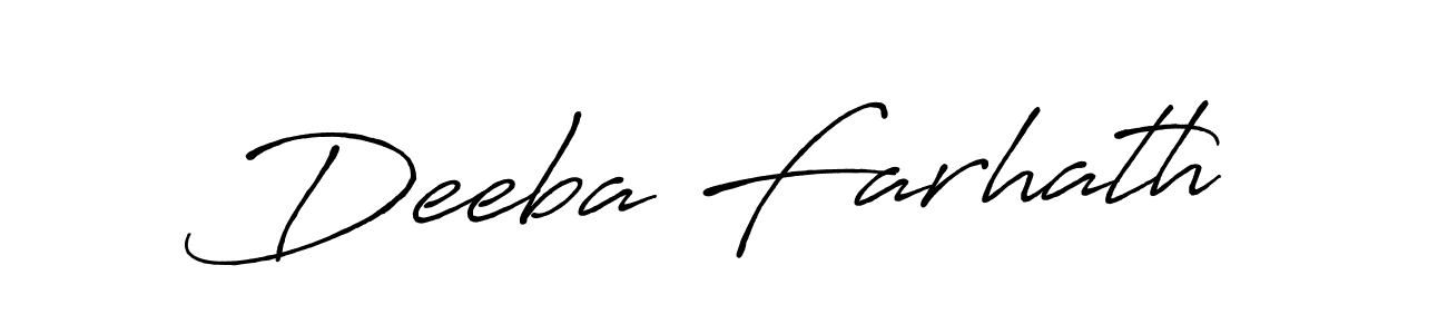 Create a beautiful signature design for name Deeba Farhath. With this signature (Antro_Vectra_Bolder) fonts, you can make a handwritten signature for free. Deeba Farhath signature style 7 images and pictures png