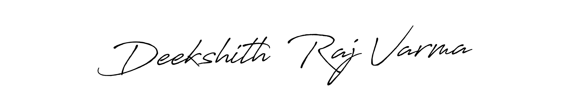 The best way (Antro_Vectra_Bolder) to make a short signature is to pick only two or three words in your name. The name Deekshith  Raj Varma include a total of six letters. For converting this name. Deekshith  Raj Varma signature style 7 images and pictures png