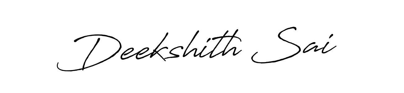 The best way (Antro_Vectra_Bolder) to make a short signature is to pick only two or three words in your name. The name Deekshith Sai include a total of six letters. For converting this name. Deekshith Sai signature style 7 images and pictures png