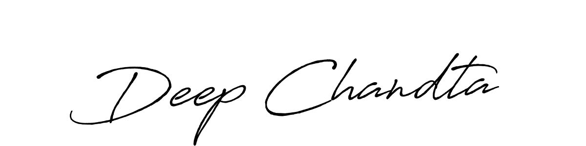 The best way (Antro_Vectra_Bolder) to make a short signature is to pick only two or three words in your name. The name Deep Chandta include a total of six letters. For converting this name. Deep Chandta signature style 7 images and pictures png