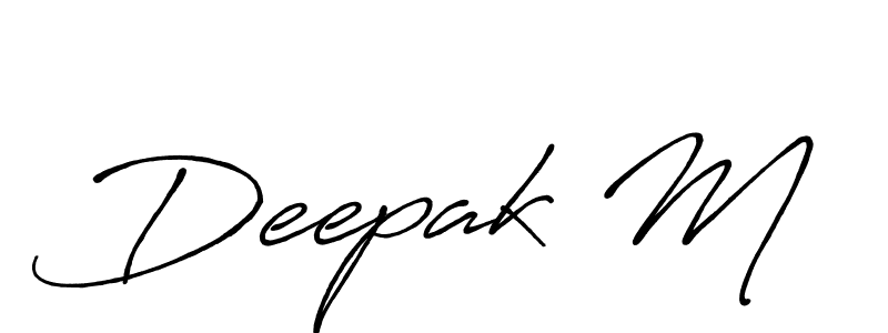 The best way (Antro_Vectra_Bolder) to make a short signature is to pick only two or three words in your name. The name Deepak M include a total of six letters. For converting this name. Deepak M signature style 7 images and pictures png