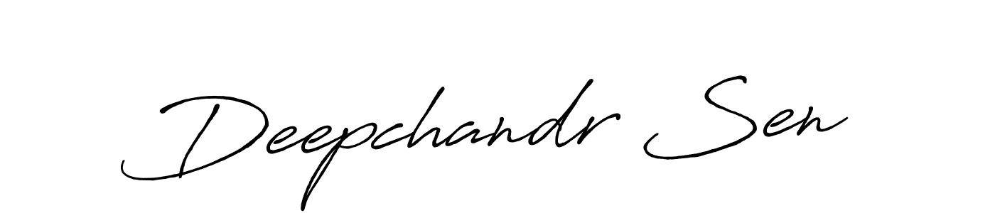 How to make Deepchandr Sen name signature. Use Antro_Vectra_Bolder style for creating short signs online. This is the latest handwritten sign. Deepchandr Sen signature style 7 images and pictures png