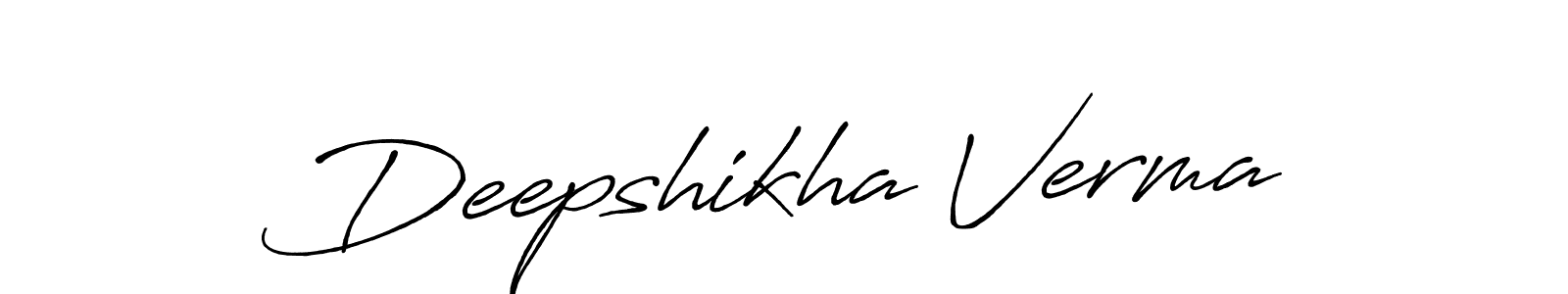 Antro_Vectra_Bolder is a professional signature style that is perfect for those who want to add a touch of class to their signature. It is also a great choice for those who want to make their signature more unique. Get Deepshikha Verma name to fancy signature for free. Deepshikha Verma signature style 7 images and pictures png