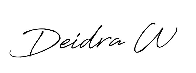 if you are searching for the best signature style for your name Deidra W. so please give up your signature search. here we have designed multiple signature styles  using Antro_Vectra_Bolder. Deidra W signature style 7 images and pictures png