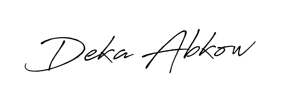 Use a signature maker to create a handwritten signature online. With this signature software, you can design (Antro_Vectra_Bolder) your own signature for name Deka Abkow. Deka Abkow signature style 7 images and pictures png