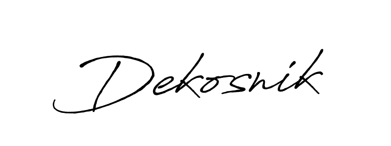 Dekosnik stylish signature style. Best Handwritten Sign (Antro_Vectra_Bolder) for my name. Handwritten Signature Collection Ideas for my name Dekosnik. Dekosnik signature style 7 images and pictures png