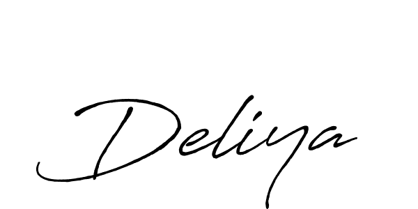 Make a beautiful signature design for name Deliya. With this signature (Antro_Vectra_Bolder) style, you can create a handwritten signature for free. Deliya signature style 7 images and pictures png