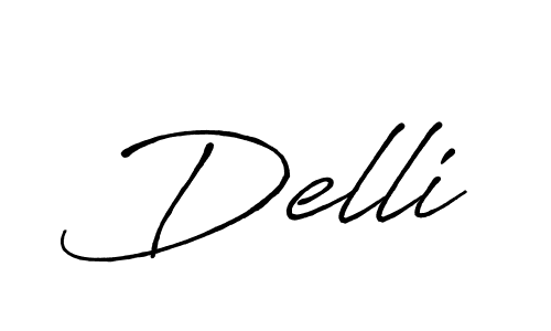 How to make Delli signature? Antro_Vectra_Bolder is a professional autograph style. Create handwritten signature for Delli name. Delli signature style 7 images and pictures png