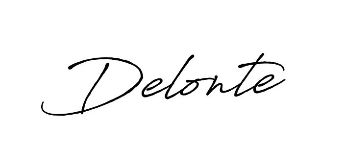 Make a beautiful signature design for name Delonte. With this signature (Antro_Vectra_Bolder) style, you can create a handwritten signature for free. Delonte signature style 7 images and pictures png