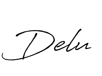Also You can easily find your signature by using the search form. We will create Delu name handwritten signature images for you free of cost using Antro_Vectra_Bolder sign style. Delu signature style 7 images and pictures png