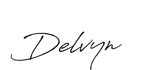 Create a beautiful signature design for name Delvyn. With this signature (Antro_Vectra_Bolder) fonts, you can make a handwritten signature for free. Delvyn signature style 7 images and pictures png