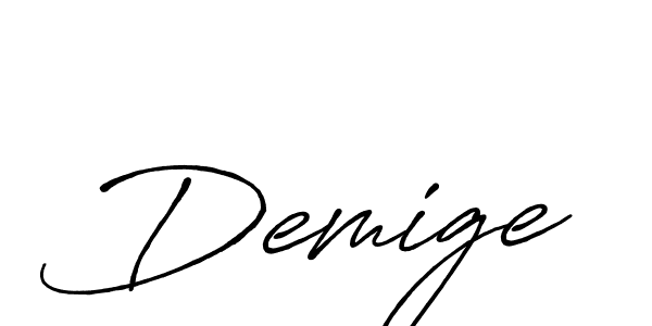 Make a beautiful signature design for name Demige. With this signature (Antro_Vectra_Bolder) style, you can create a handwritten signature for free. Demige signature style 7 images and pictures png