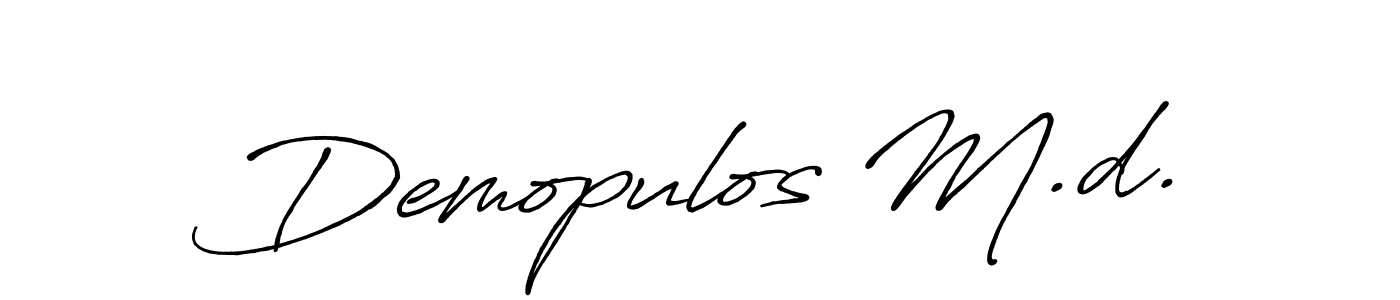 Create a beautiful signature design for name Demopulos M.d.. With this signature (Antro_Vectra_Bolder) fonts, you can make a handwritten signature for free. Demopulos M.d. signature style 7 images and pictures png