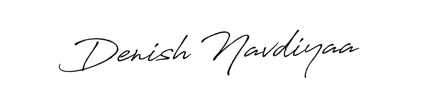 Make a beautiful signature design for name Denish Navdiyaa. With this signature (Antro_Vectra_Bolder) style, you can create a handwritten signature for free. Denish Navdiyaa signature style 7 images and pictures png