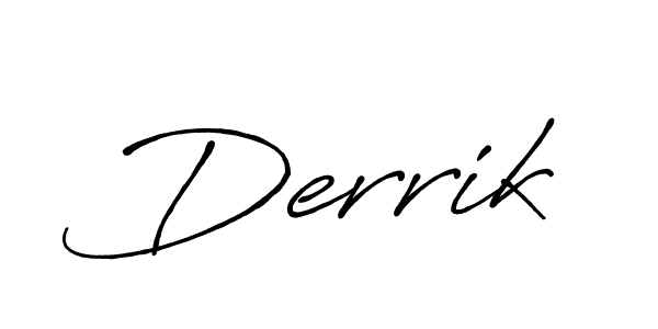 Derrik stylish signature style. Best Handwritten Sign (Antro_Vectra_Bolder) for my name. Handwritten Signature Collection Ideas for my name Derrik. Derrik signature style 7 images and pictures png