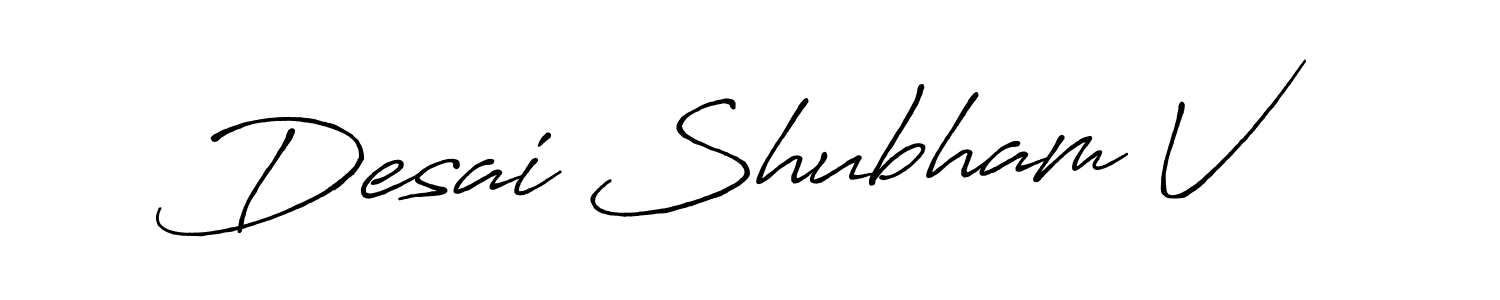 Similarly Antro_Vectra_Bolder is the best handwritten signature design. Signature creator online .You can use it as an online autograph creator for name Desai Shubham V. Desai Shubham V signature style 7 images and pictures png