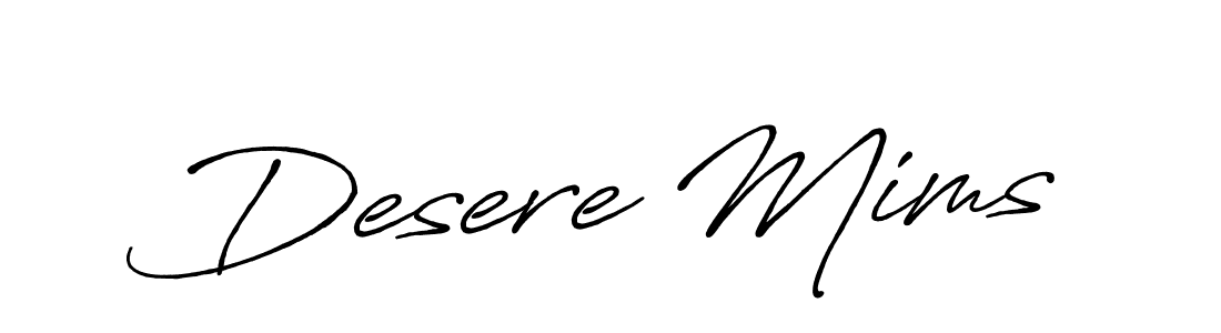 Use a signature maker to create a handwritten signature online. With this signature software, you can design (Antro_Vectra_Bolder) your own signature for name Desere Mims. Desere Mims signature style 7 images and pictures png