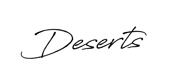 Use a signature maker to create a handwritten signature online. With this signature software, you can design (Antro_Vectra_Bolder) your own signature for name Deserts. Deserts signature style 7 images and pictures png