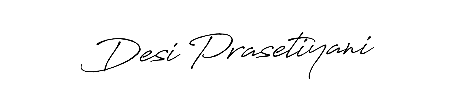Make a beautiful signature design for name Desi Prasetiyani. With this signature (Antro_Vectra_Bolder) style, you can create a handwritten signature for free. Desi Prasetiyani signature style 7 images and pictures png