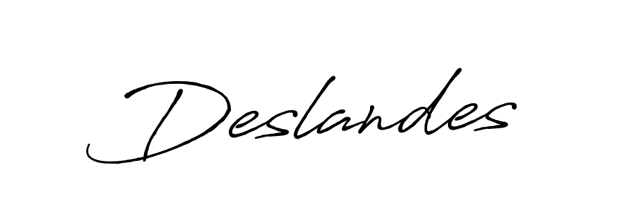 Make a beautiful signature design for name Deslandes. With this signature (Antro_Vectra_Bolder) style, you can create a handwritten signature for free. Deslandes signature style 7 images and pictures png