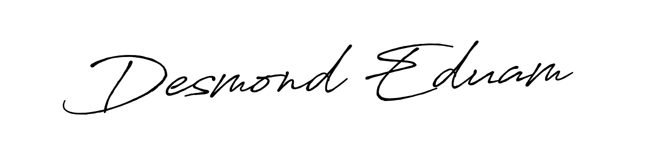 Similarly Antro_Vectra_Bolder is the best handwritten signature design. Signature creator online .You can use it as an online autograph creator for name Desmond Eduam. Desmond Eduam signature style 7 images and pictures png