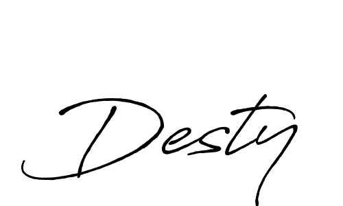 Make a beautiful signature design for name Desty. With this signature (Antro_Vectra_Bolder) style, you can create a handwritten signature for free. Desty signature style 7 images and pictures png