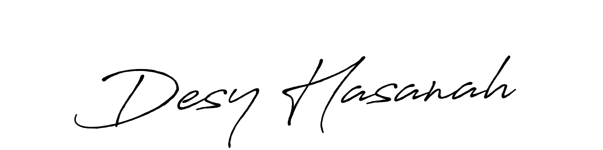Create a beautiful signature design for name Desy Hasanah. With this signature (Antro_Vectra_Bolder) fonts, you can make a handwritten signature for free. Desy Hasanah signature style 7 images and pictures png