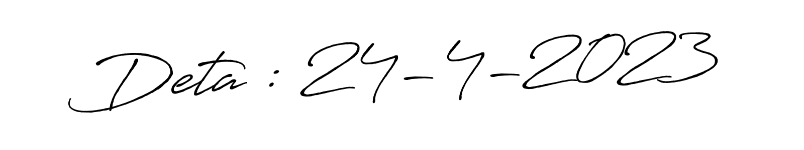 The best way (Antro_Vectra_Bolder) to make a short signature is to pick only two or three words in your name. The name Deta : 24-4-2023 include a total of six letters. For converting this name. Deta : 24-4-2023 signature style 7 images and pictures png