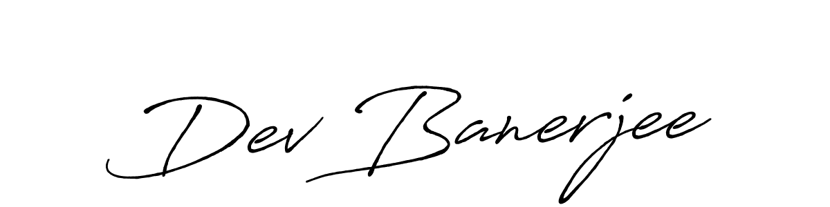 It looks lik you need a new signature style for name Dev Banerjee. Design unique handwritten (Antro_Vectra_Bolder) signature with our free signature maker in just a few clicks. Dev Banerjee signature style 7 images and pictures png