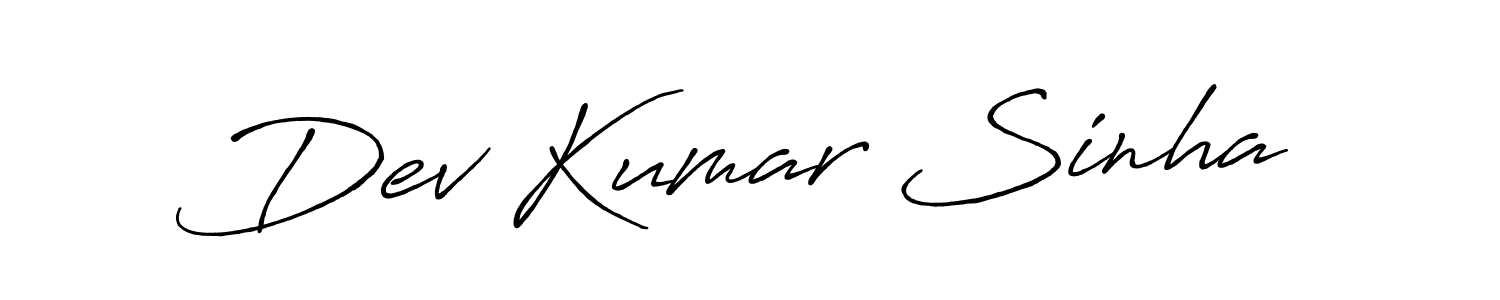 Create a beautiful signature design for name Dev Kumar Sinha. With this signature (Antro_Vectra_Bolder) fonts, you can make a handwritten signature for free. Dev Kumar Sinha signature style 7 images and pictures png